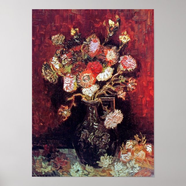 Pôster Vincent Van Gogh - Vase With Asters And Phlox (Frente)