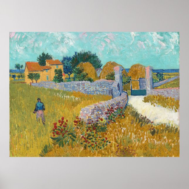 Poster Vincent Van Gogh Vintage Farmhouse em Provença (Frente)