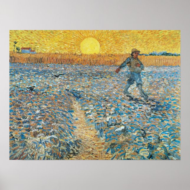 Poster Vincent Van Gogh Vintage Sower no Sunset (Frente)