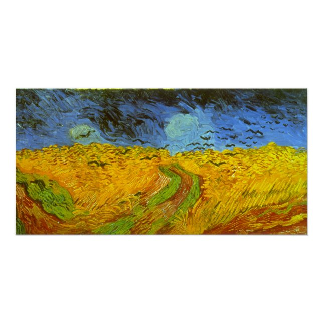 Pôster Vincent van Gogh Wheat Field com Crows (Frente)