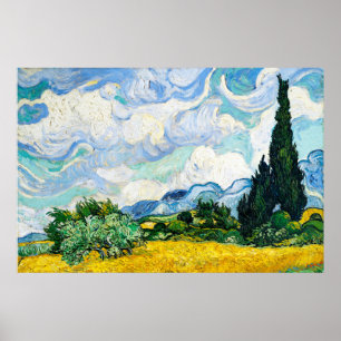 Poster Vincent Van Gogh Wheat Field com Cyprestes