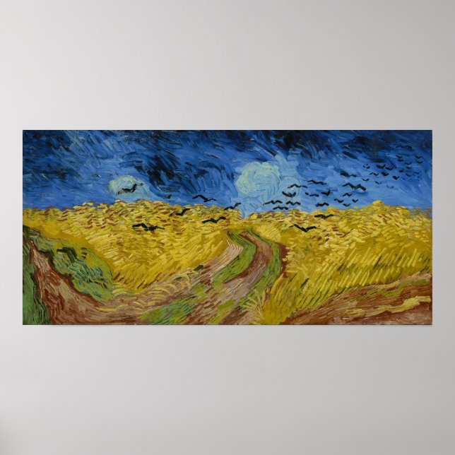 Pôster Vincent van Gogh - Wheatfield com corvos (Frente)