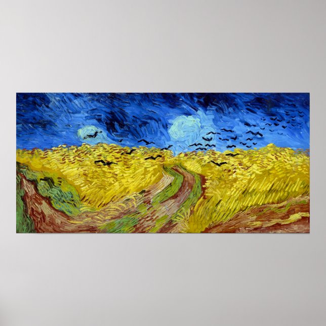 Poster Vincent van Gogh Wheatfield com Crows (Frente)