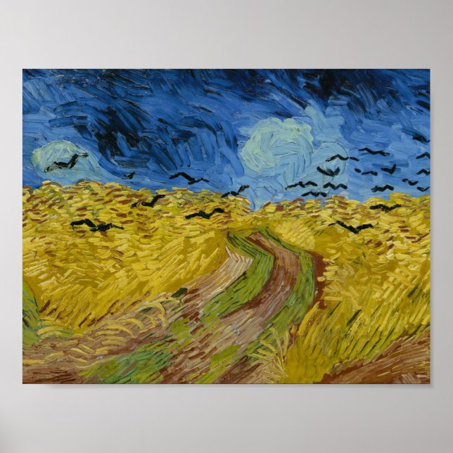 Pôster Vincent van Gogh - Wheatfield com Crows (Frente)