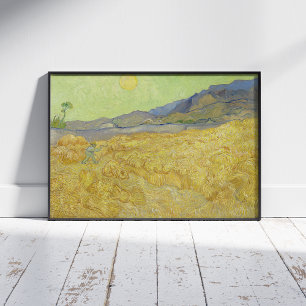Poster Vincent Van Gogh, Wheatfield Com Um Ceifador