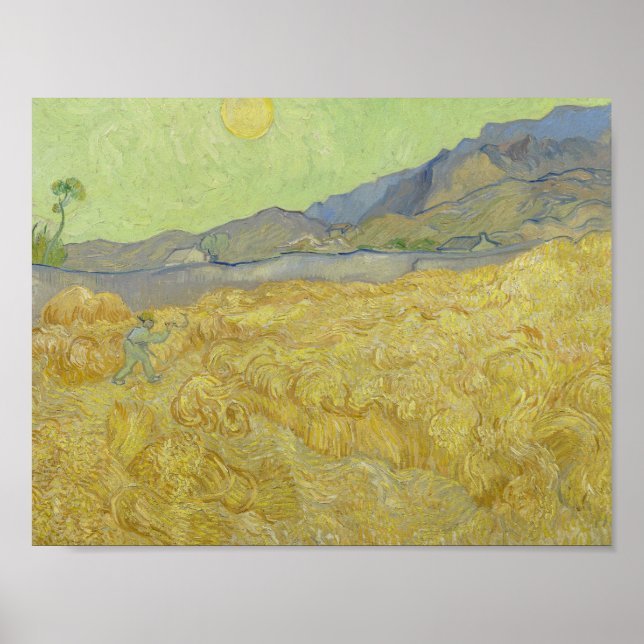 Pôster Vincent van Gogh - Wheatfield com um Receptor (Frente)