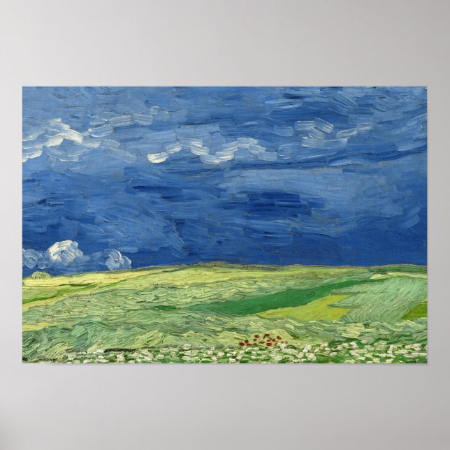 Poster Vincent van Gogh - Wheatfield sob Thunderclouds (Frente)