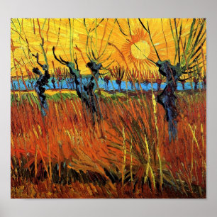 Pôster Vincent Van Gogh - Willows Na Arte Bela Sunset