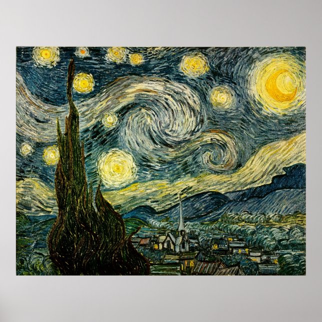 Pôster Vincent van Gogh's The Starry Night (1889) (Frente)
