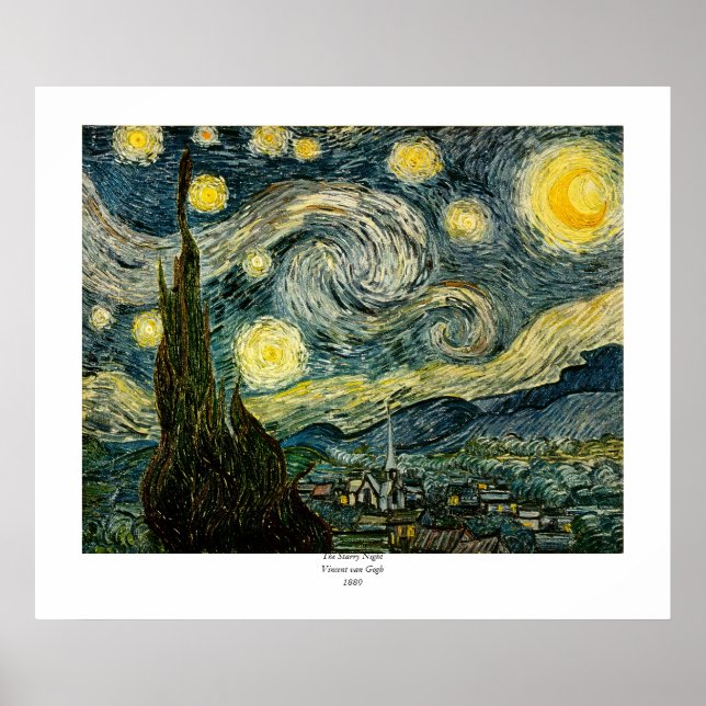Poster Vincent van Gogh's The Starry Night (1889) (Frente)