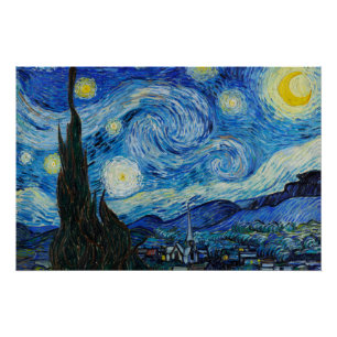 Pôster Vincent Van Gogh's The Starry Night (1889)