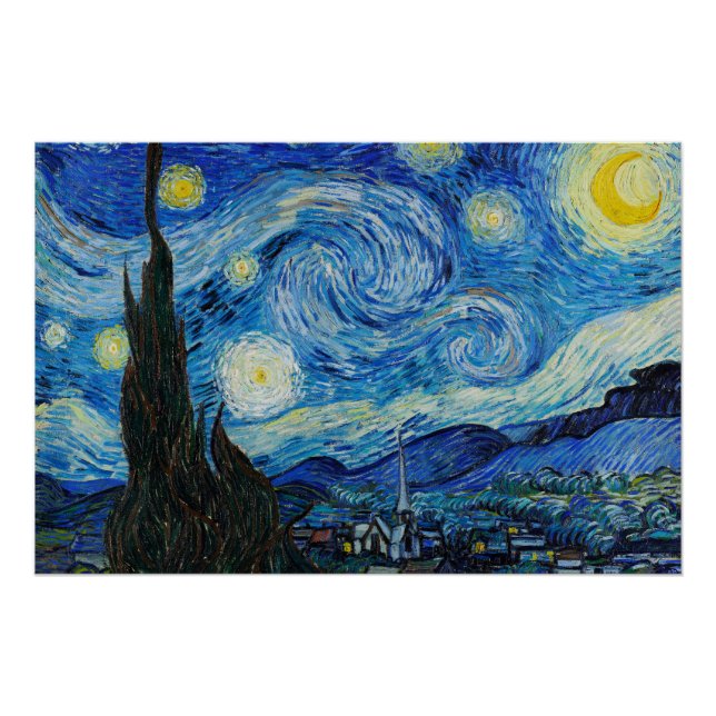 Pôster Vincent Van Gogh's The Starry Night (1889) (Frente)