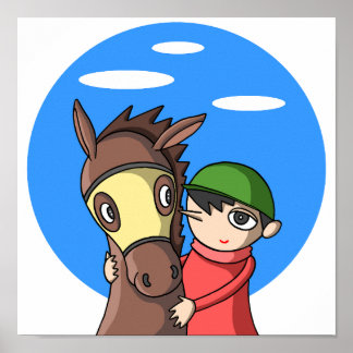 Poster Vínculo entre cavalo e jóquei.