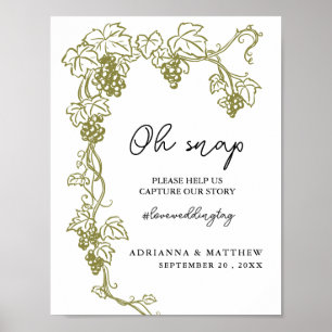 Poster Vineyard Elegante de Grapevine Sinal de Casament