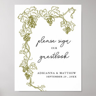 Poster Vineyard Elegante de Grapevine Sinal de Casament