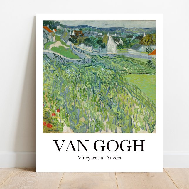 Poster Vineyards em Auvers por Vincent Van Gogh (Vibrant Van Gogh! "Vineyards at Auvers" poster. Stunning landscape. Must-have for art lovers.)