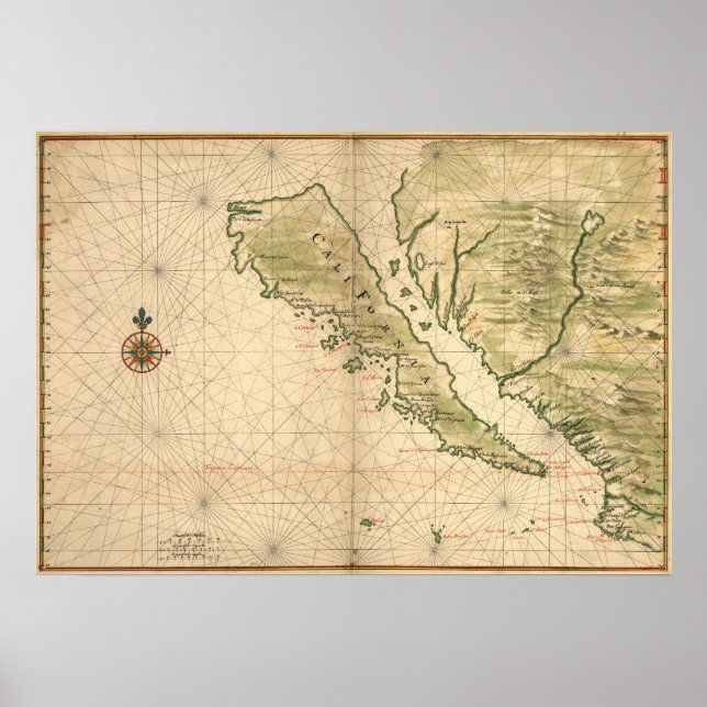 Pôster Vingboons "California as an Island" (1650) (Frente)