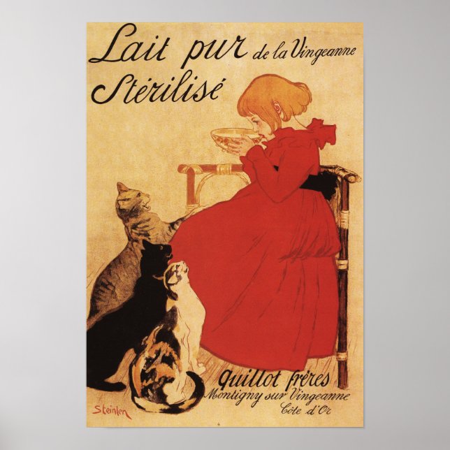 Poster Vingeanne Milk Girl com Gatos (Frente)