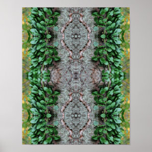 Poster Vinha Verde Folha Na Abstrato De Espelhamento De Á