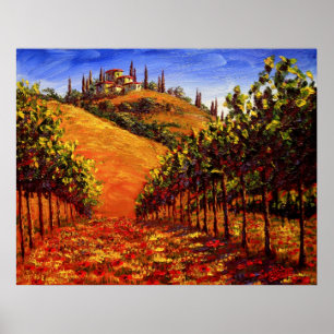 Poster Vinhedo de Toscânia no monte
