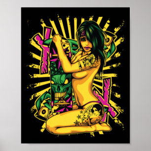 Poster Vinheta de Mulher Afro Men
