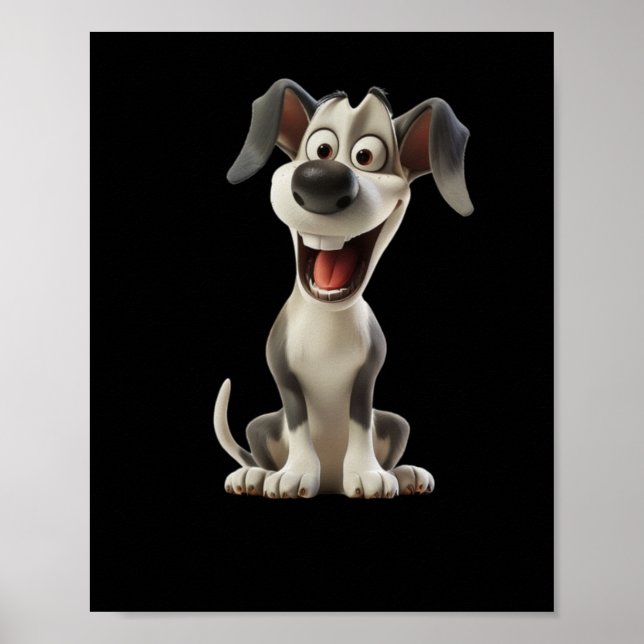 Poster Vinheta Smiley Dog (fundo preto) (Frente)