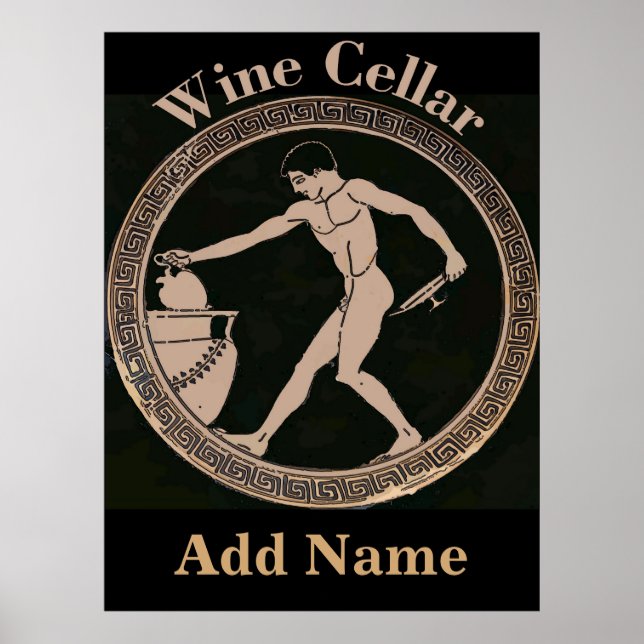 Pôster Vinho Celar Homem Antigo adiciona nome, (Frente)