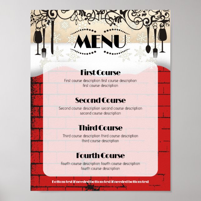 Poster vinho de comida gourmet menu janto de inverno de N (Frente)