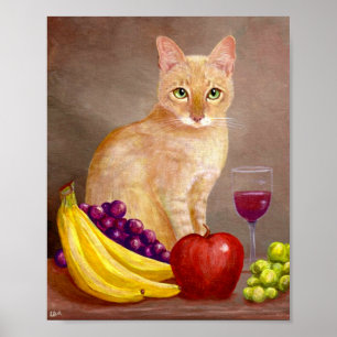Poster Vinho de fruta Creationarts da arte do gato