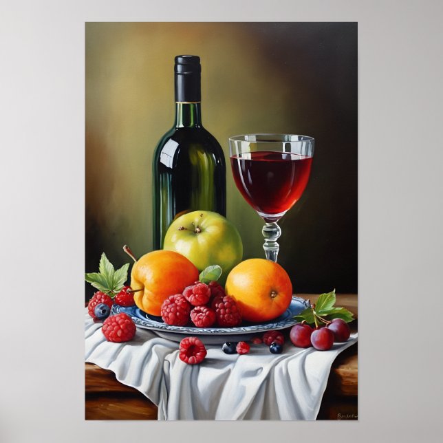 Poster Vinho e Comida Espalhar Arte Imprimível (Frente)