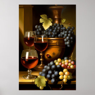 Poster Vinho E Uvas Tinto