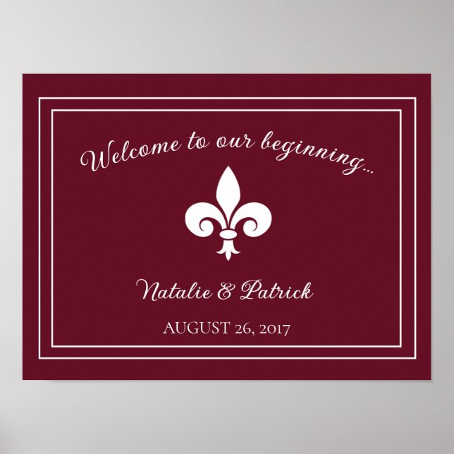 Poster Vinho Fleur de Lis Wedding (Frente)