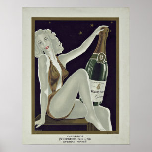 Poster Vinho francês do vintage & propaganda do álcool