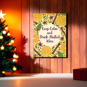 Poster Vinho malhado de Natal amarelo picante