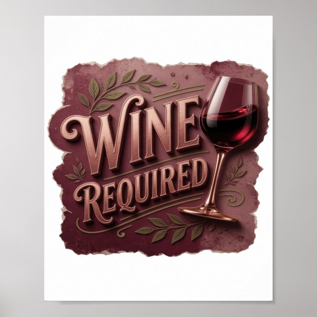 Poster Vinho Tinto Ouro Moderno REQUERIDO (Frente)
