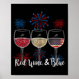 Poster Vinho Vermelho E Azul 4 De Julho Vinho Vermelho Az