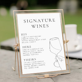 Poster Vinhos com Assinatura Moderna Chic