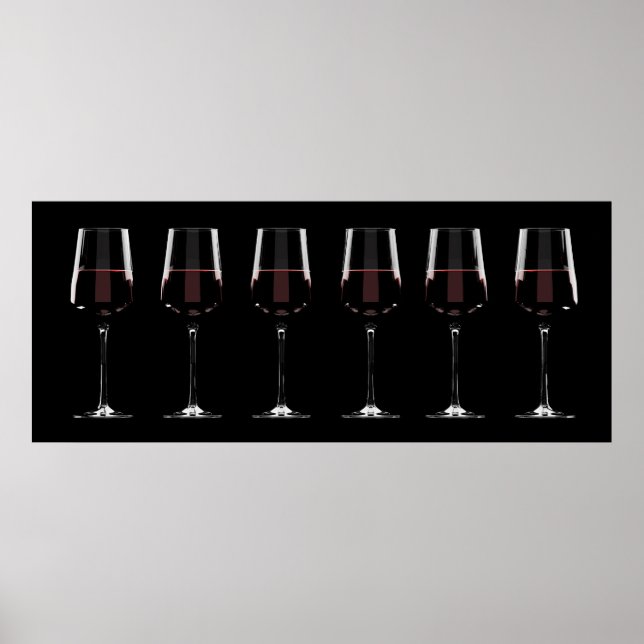 Poster Vinhos com vinho tinto em preto (Frente)