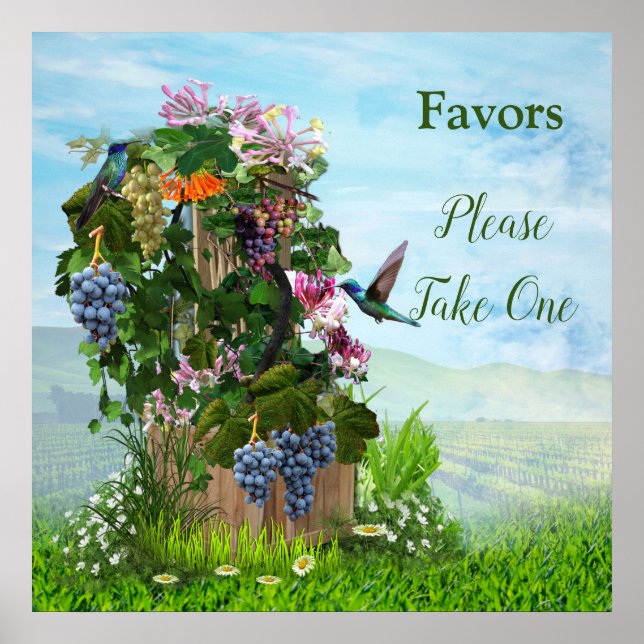 Poster Vinhos-de-vidro, crepúsculos-de-mel e aves-de-cabr (Frente)