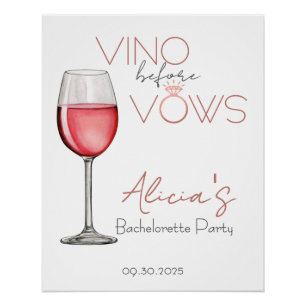 Pôster Vino Antes de Vows Bachelorette / Sinal do Partido