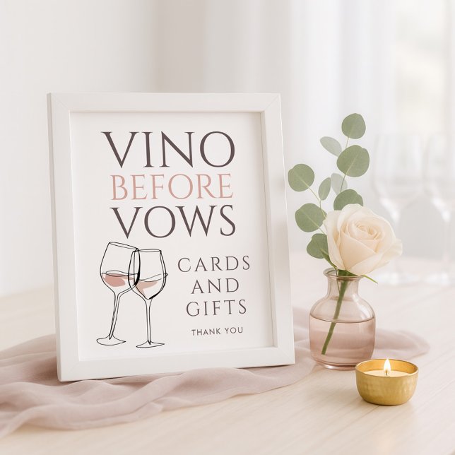 Poster Vino Before Vows Doodle Cards Gifts Bridal Shower (Criador carregado)