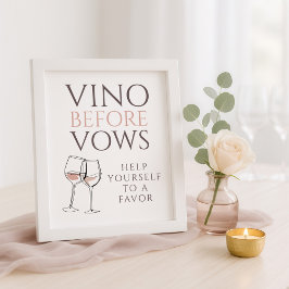 Poster Vino Before Vows Doodle Favor Sign Bridal Shower