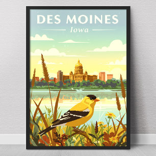 Poster Vintaeg Des Moines Iowa