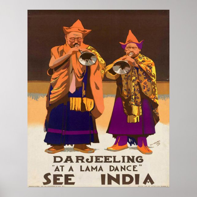 Poster Vintage1934 Consulte India Darjeeling Lama Dance V (Frente)