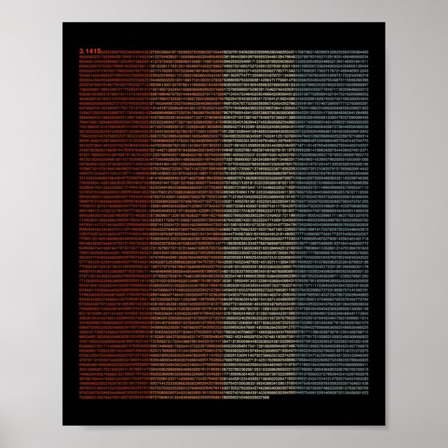 Poster Vintage 10000 Dígitos - Sinal Pi - Matemática - (Frente)