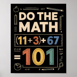 Poster Vintage 100 Dias Equação de Matemática Escolar Faç