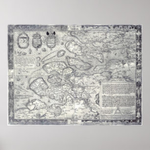 Poster Vintage 1560 Map do Dutch Deventer
