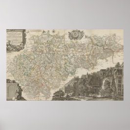 Poster Vintage 1757 Map of Germany, Historical German