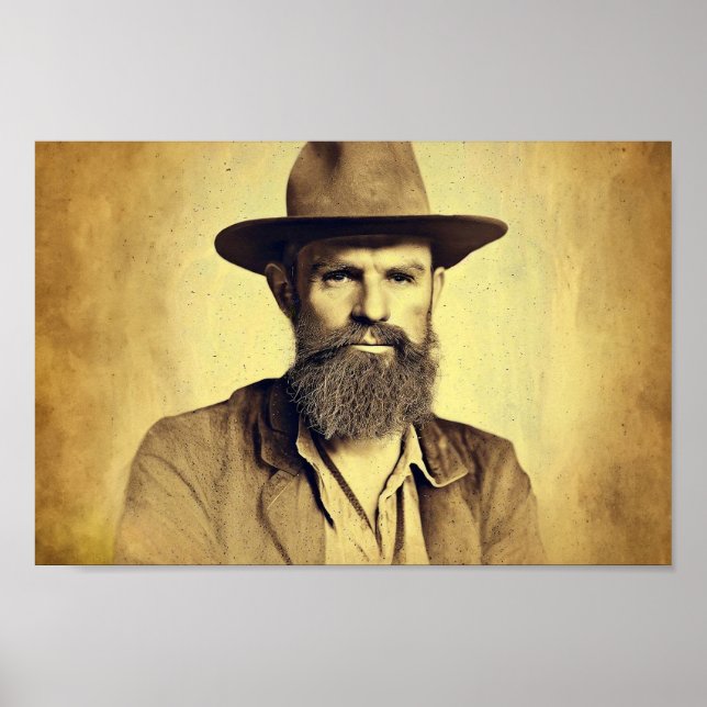 Poster Vintage 1800s Fotografia de um Cowboy (Frente)