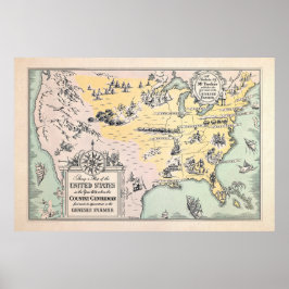 Poster Vintage 1831 USA Map